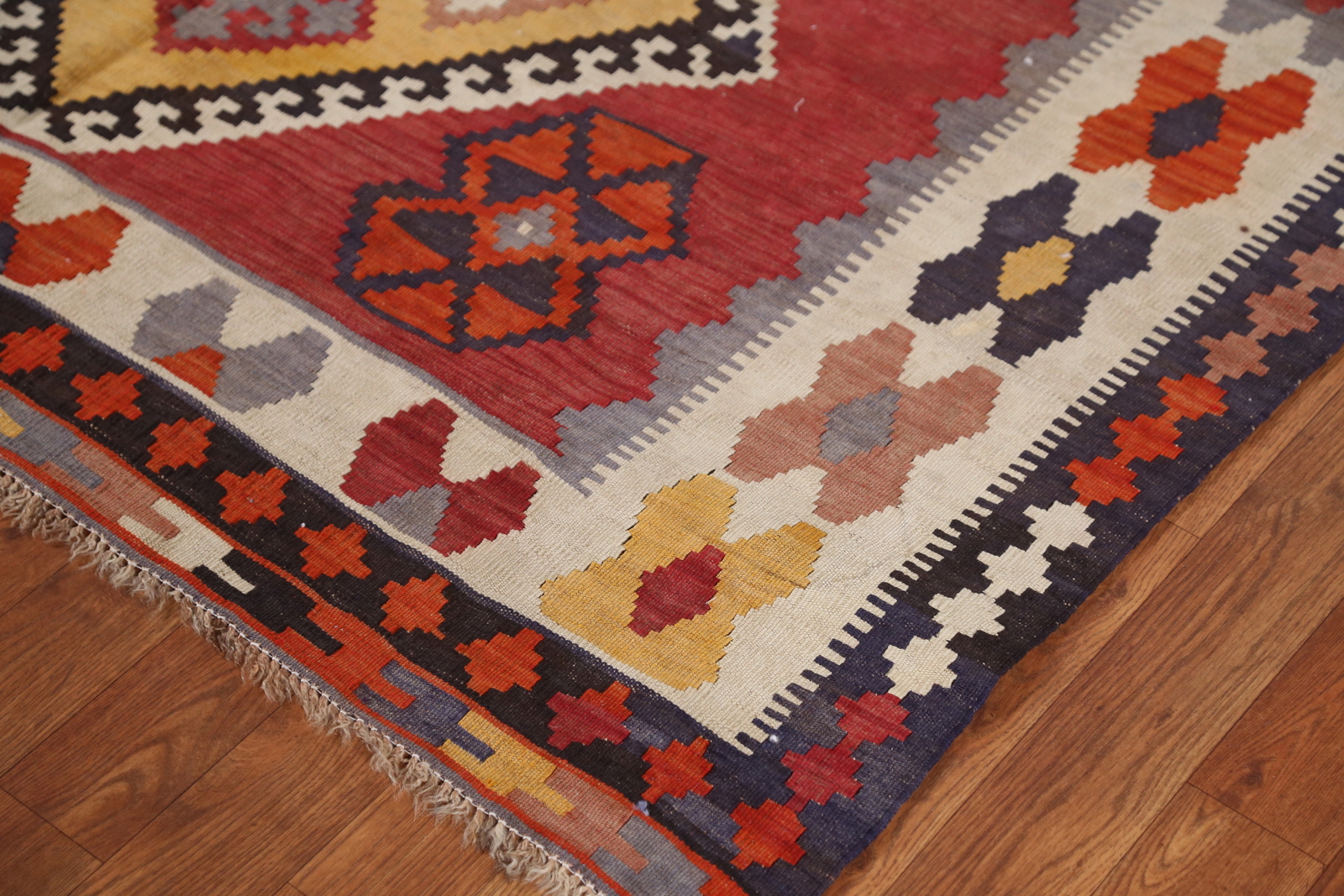 Nomad Vegetable Dye Kilim Flat-weave Semi-Antique Rug Wool Reversible Carpet 5×8