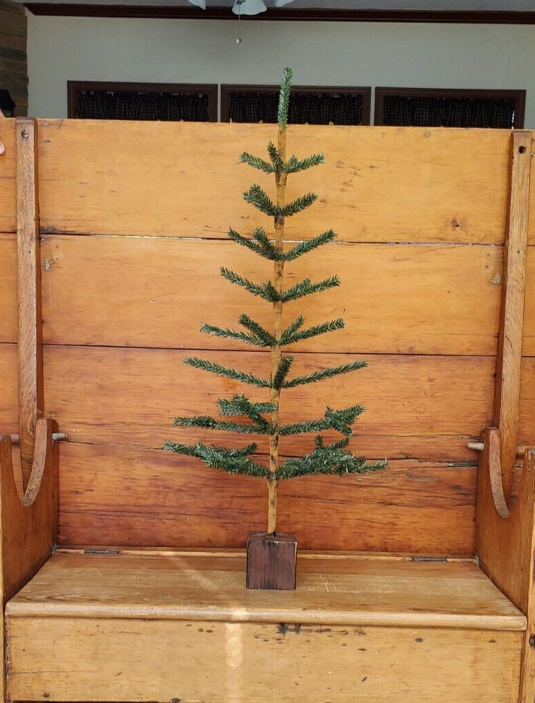 primitive Christmas faux german feather tree , Large 35 Inch