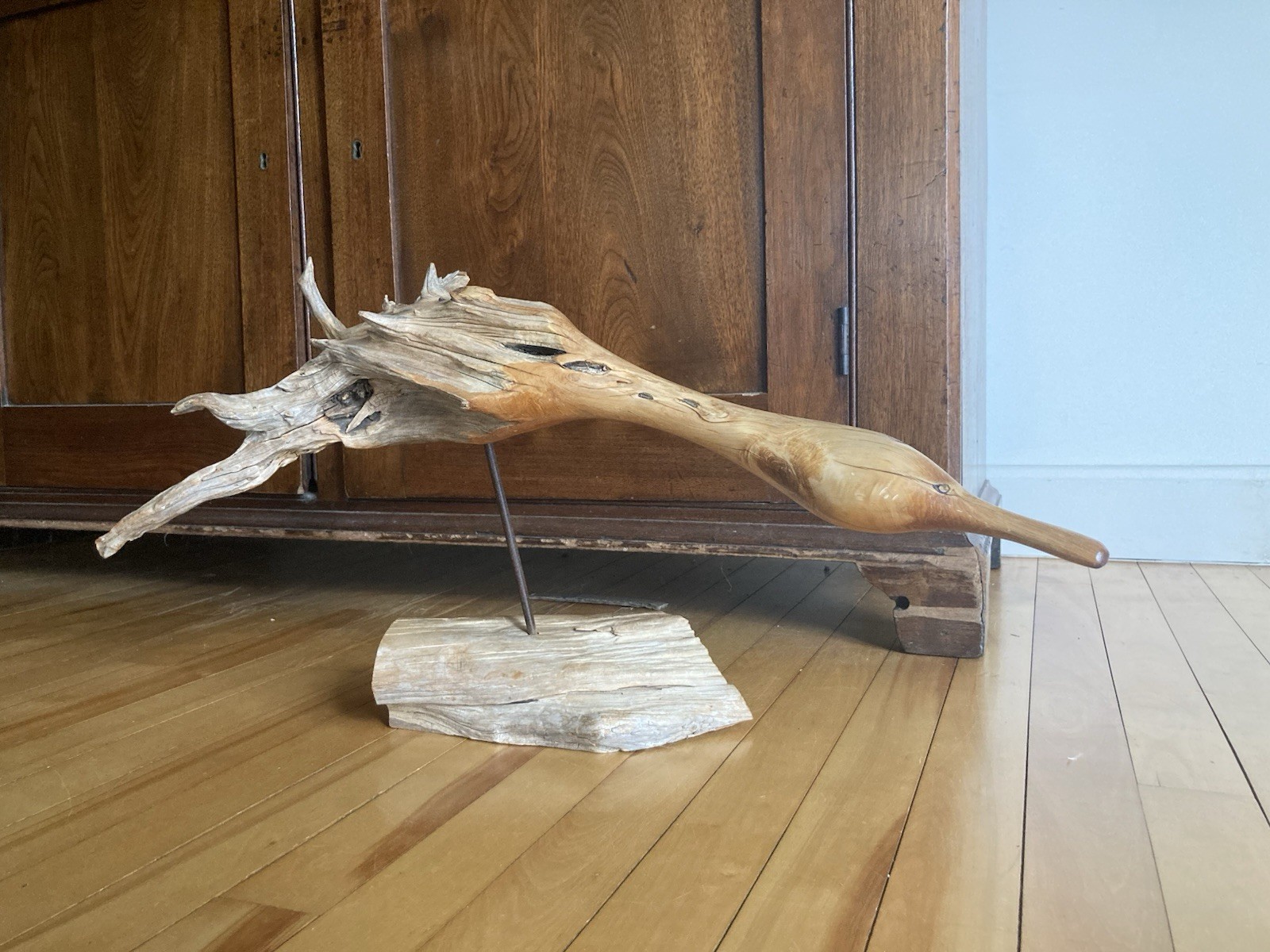 Vintage Primitive carved wooden folk art Loon root art