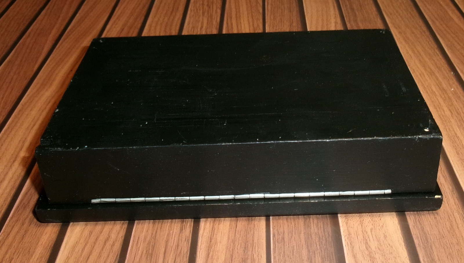 Vintage Mother of Pearl Abalone Hinged Wood Business / Playing Card Case Holder
