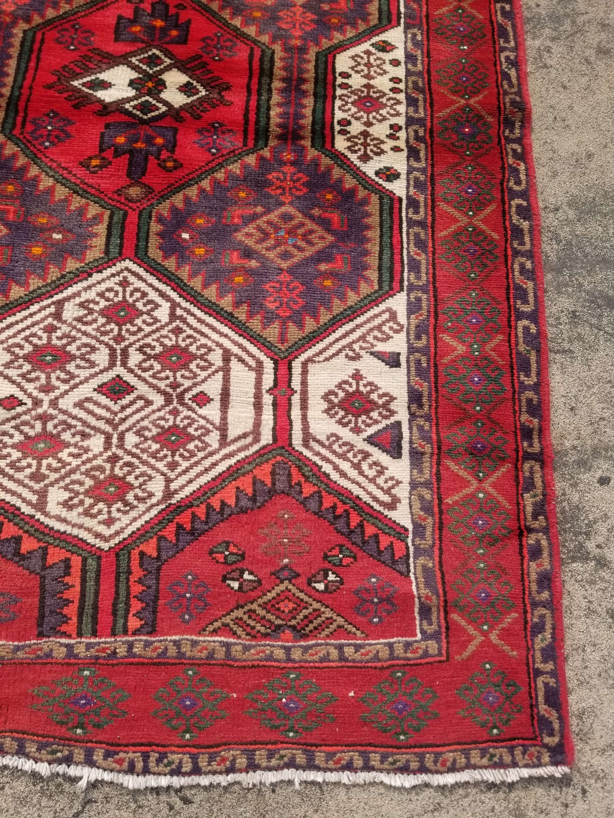 Distressed Authentic Hand Knotted Vintage Afghan Turkmen Wool Area Rug 5.7×3.9ft