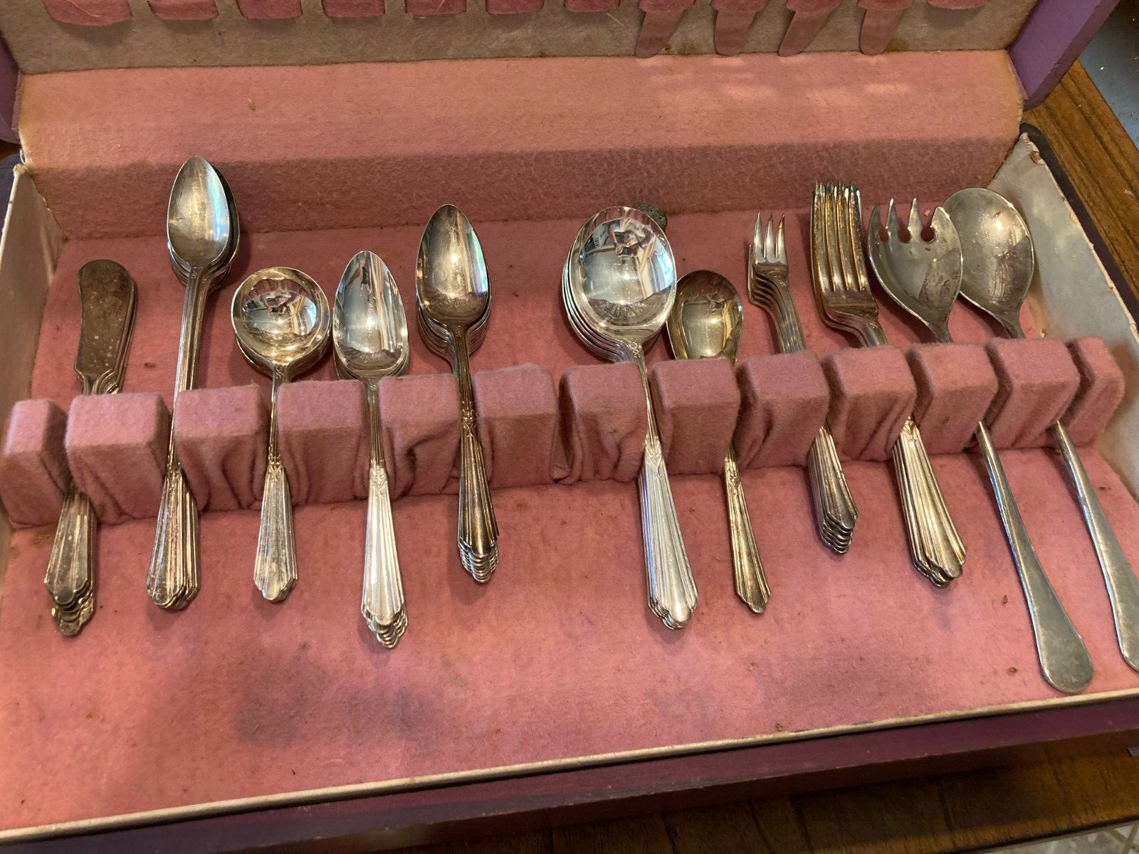 1930 National Silver Co “CAROLINE” Silverplate 55 pieces- Very Good To Excellent