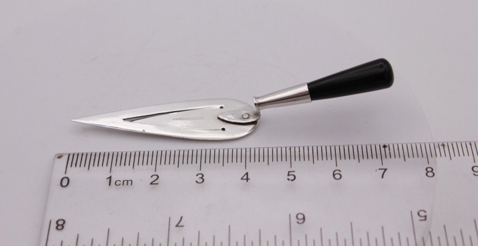 Sterling Silver Cased Trowel Shape Bookmark, London 1996