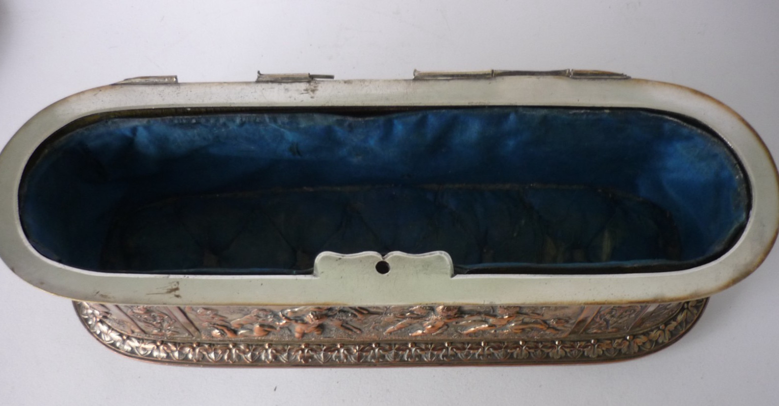 Antique Leopold Oudry Signed Silver Plate Over Copper Large French Lidded Box