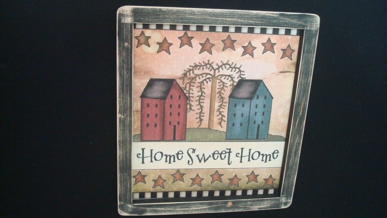 Primitive Country Print *HOME SWEET HOME with 2 SALTBOX HOUSES* 9 1/2″ x 10 1/2″