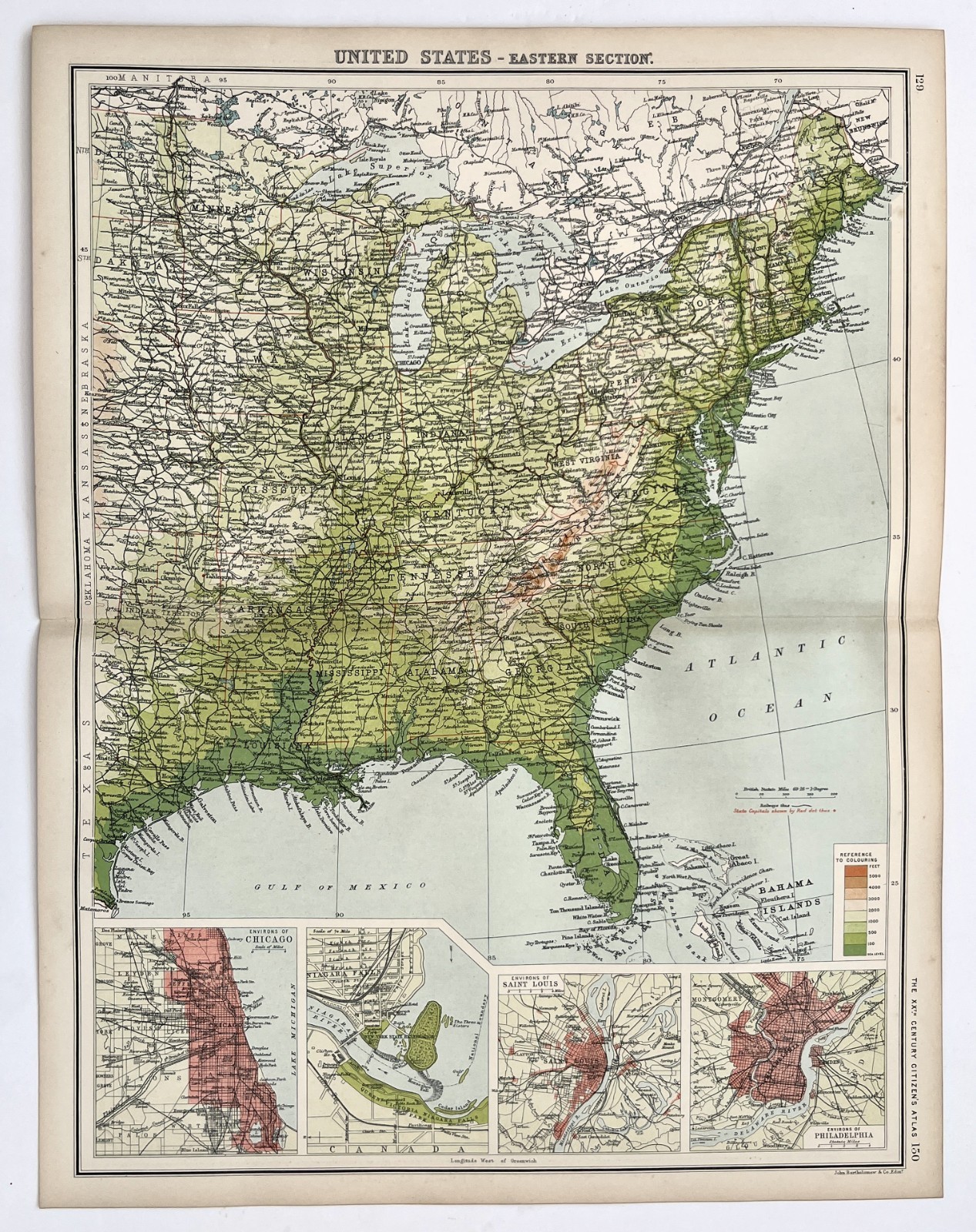 Eastern United States Map – 1898 Original Antique Folding Map