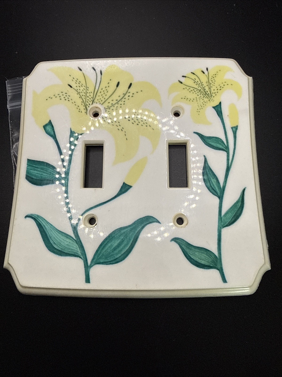 Vtg Cottagecore Floral DOUBLE Light Switch ~ 1979 American Tack + Hardware