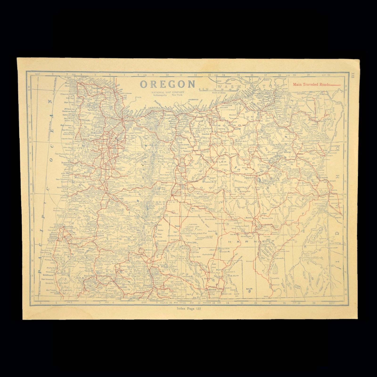 Vintage OREGON Highway Map Auto Trails Old Original Atlas Portland Antique