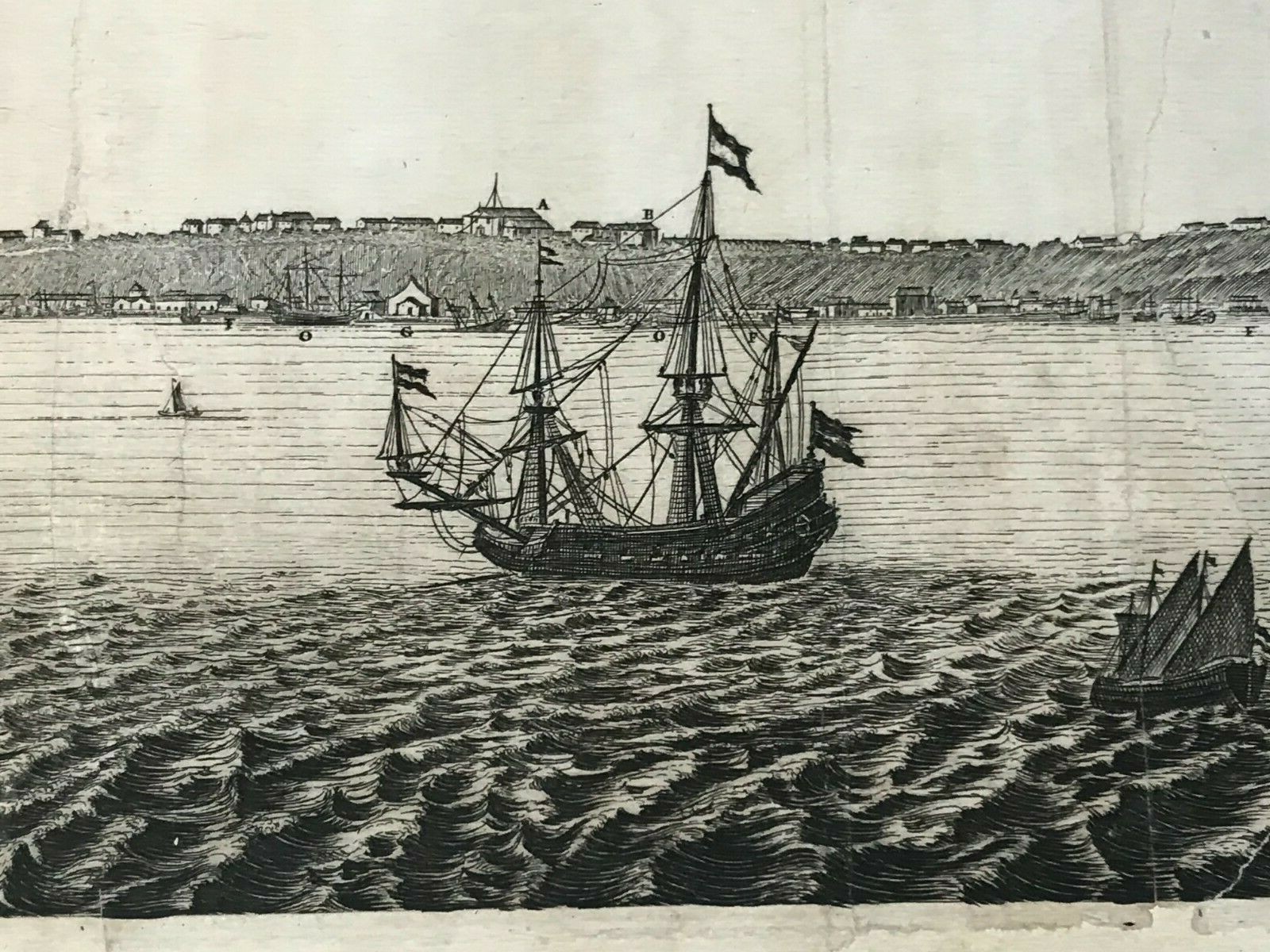LUANDA ANGOLA 1677 DAPPER LARGE RARE ANTIQUE ENGRAVED VIEW 17TH CENTURY