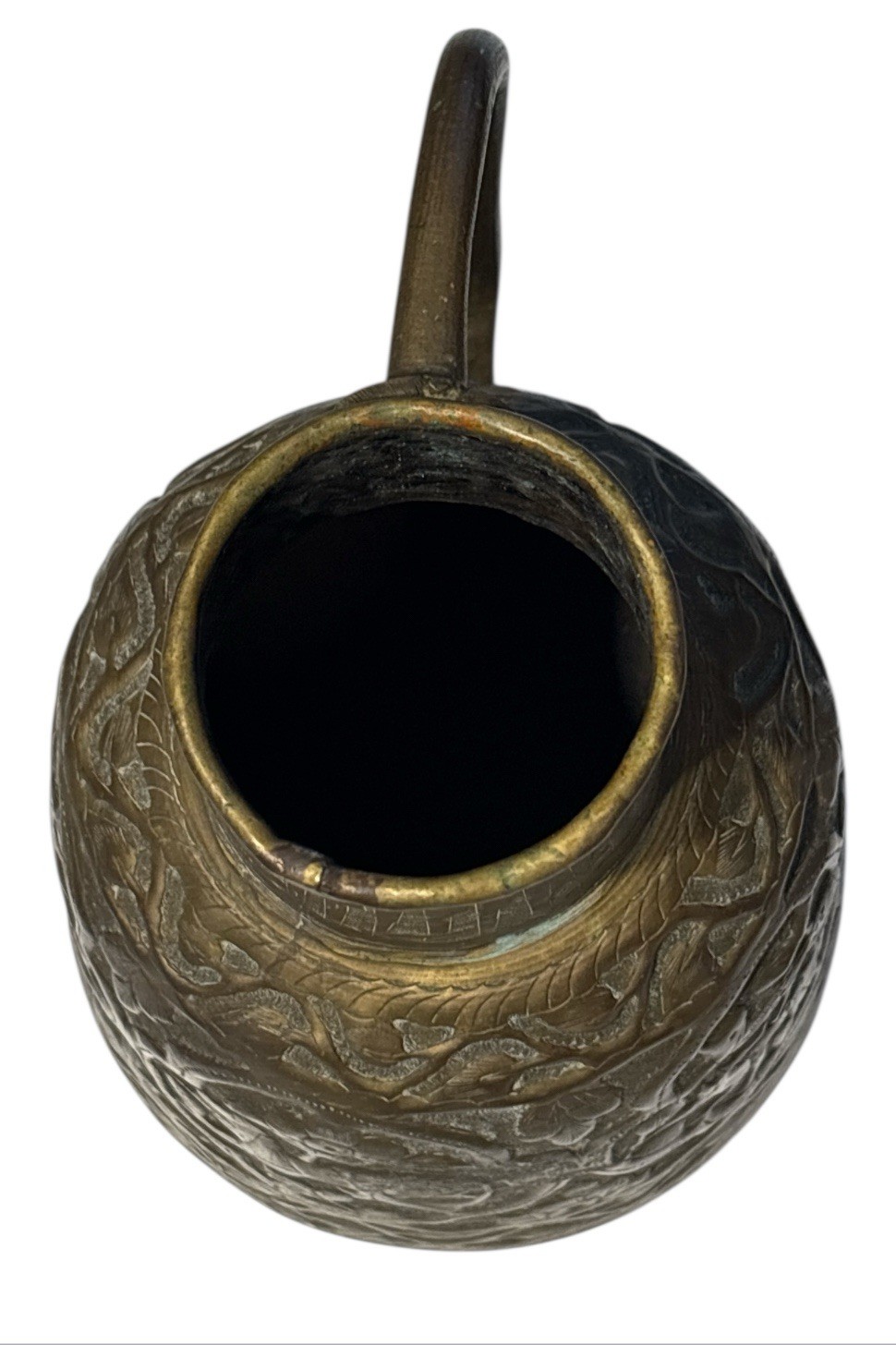 VTG Islamic Damascus Arabic Animals Hunting Hand Hammered Brass Pitcher Vase
