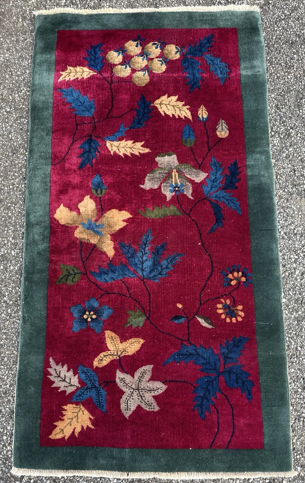 Ci 1920’s ANTIQUE ART DECO CHINESE WALTER NICHOLS RUG 3×5.10 HEALTHY EVEN PILE