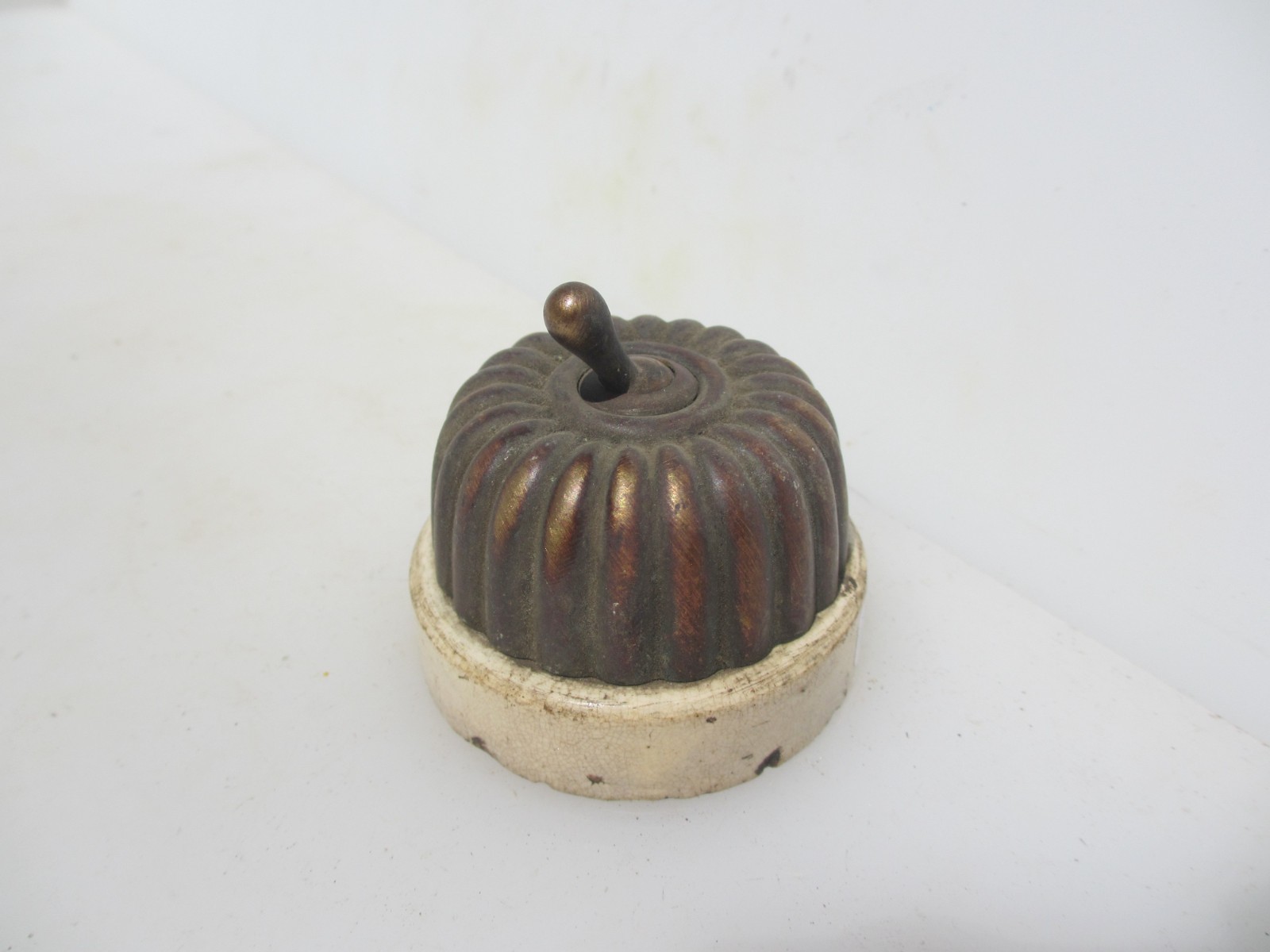 Antique Brass & Ceramic Light Switch Old Dolly Toggle Victorian Jelly Mould