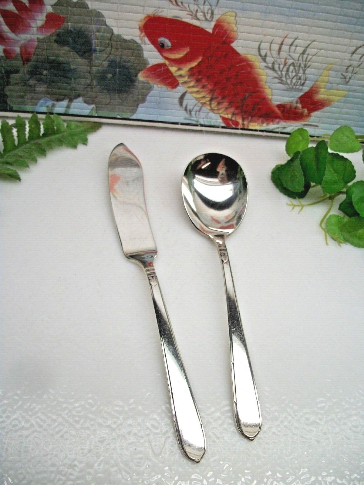 Oneida BERKLEY SQUARE Silverplate Master Butter Knife & Sugar Spoon 1935