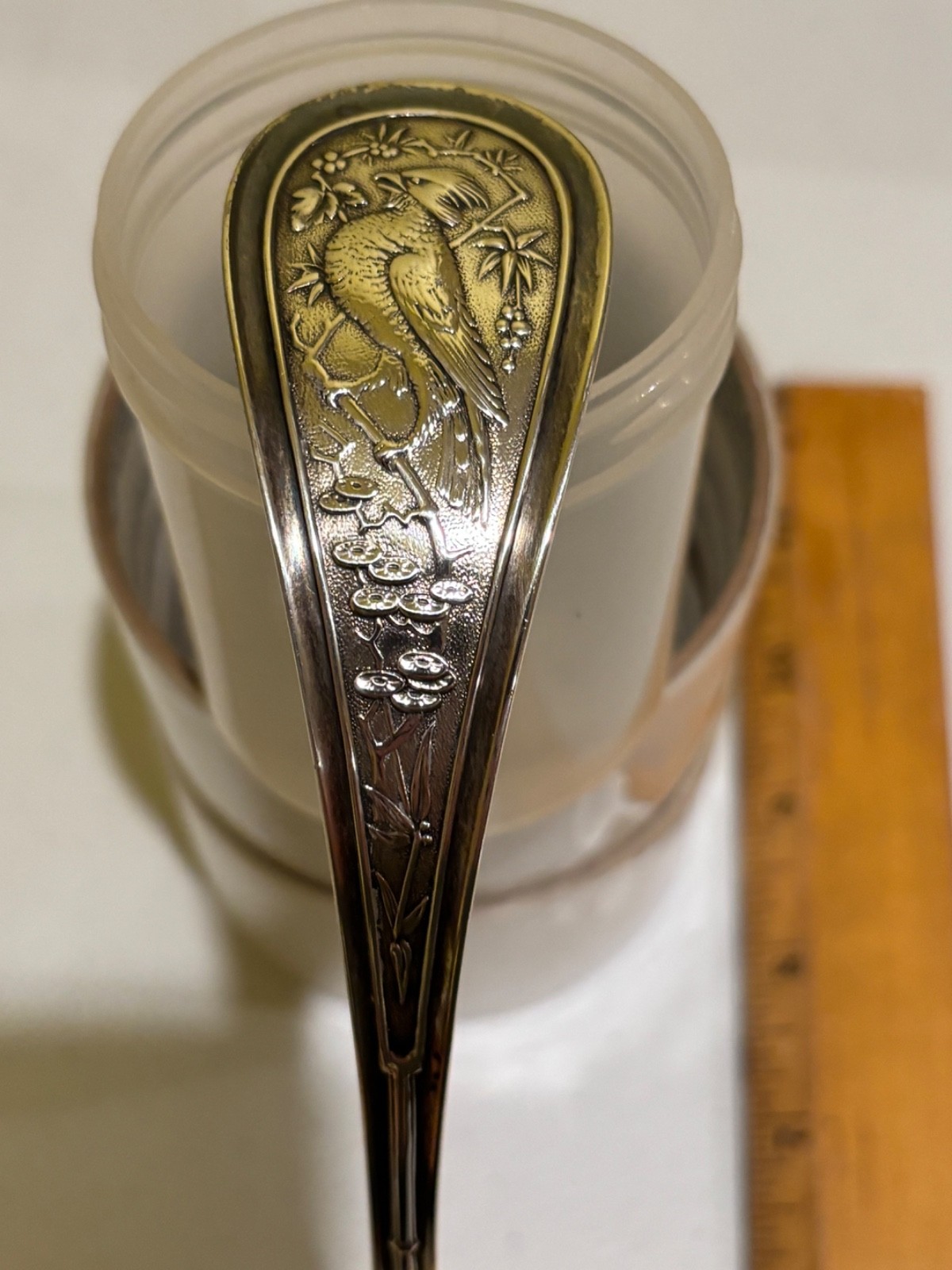 John Wendt Bird Pattern Tiffany Audubon Sterling Silver 9” soup ladle Cardinal