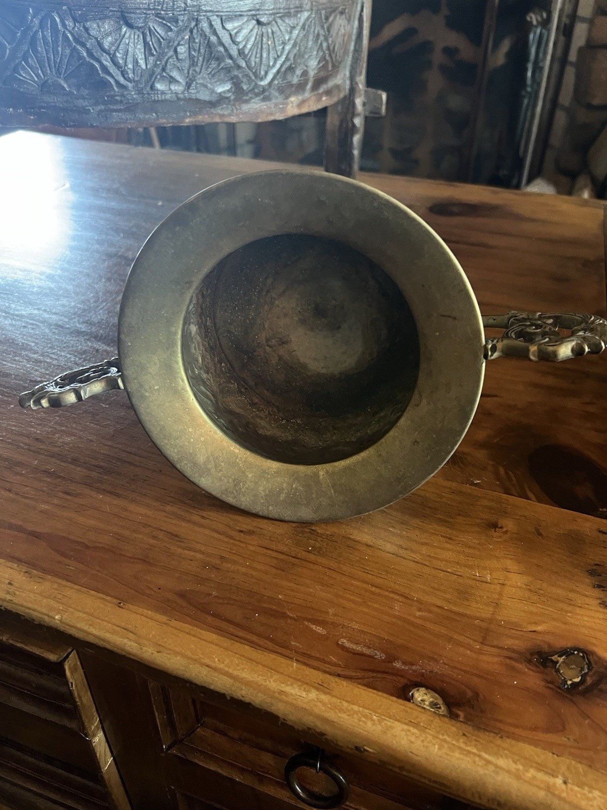 Victorian Silvertone Repousse Footed Pedestal Bowl with Ornate Handles