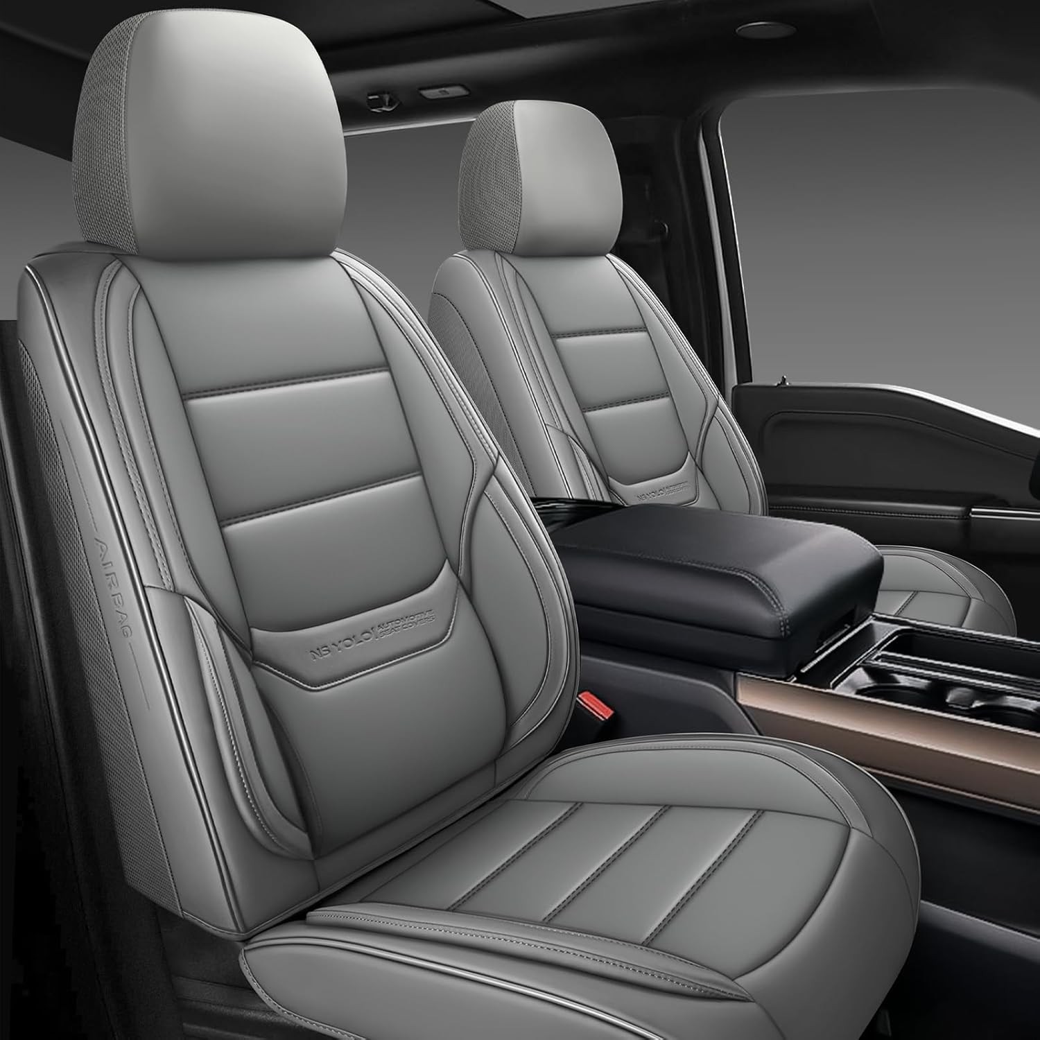 Leather Car Seat Covers Full Set,Universal Fit for Most Cars,SUVs and Sedans,Wat