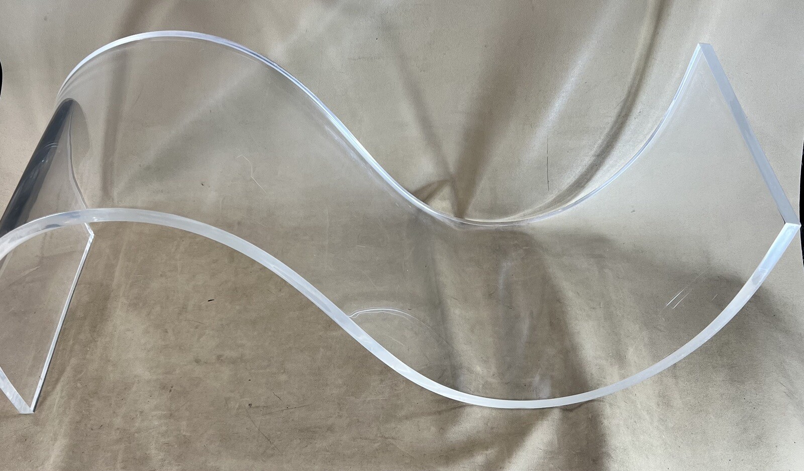 Vintage Charles Hollis? Lucite 37” Coffee Table Base S Snake Wave Design MCM