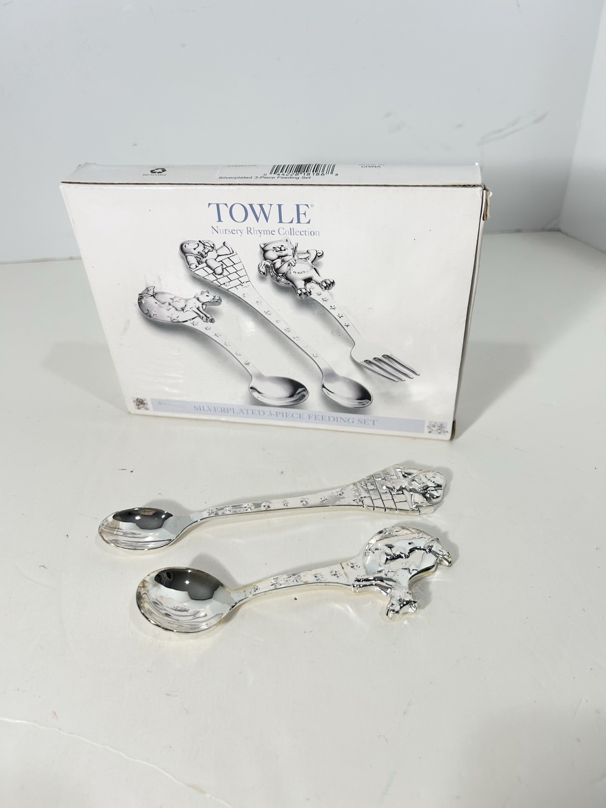 Towle Silver Plated Feeding Set Nursery Rhyme Collection 2 SPOONS ONLY NO FORK