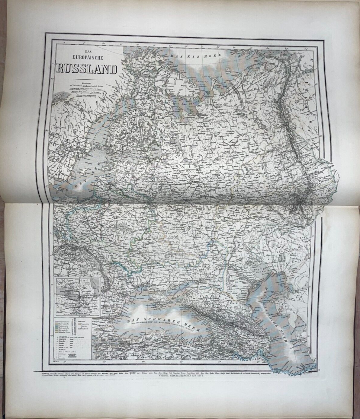 RUSSIA UKRAINE 1873 CARL GRAF VERY LARGE ANTIQUE MAP 19TH CENTURY
