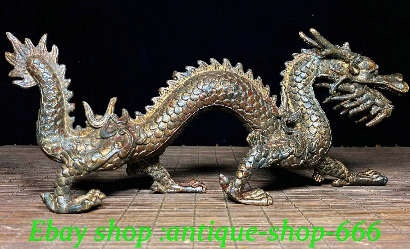 Old Chinese Bronze Gilt Fengshui 12 Zodiac Dragon Loong Animal Lucky Statue