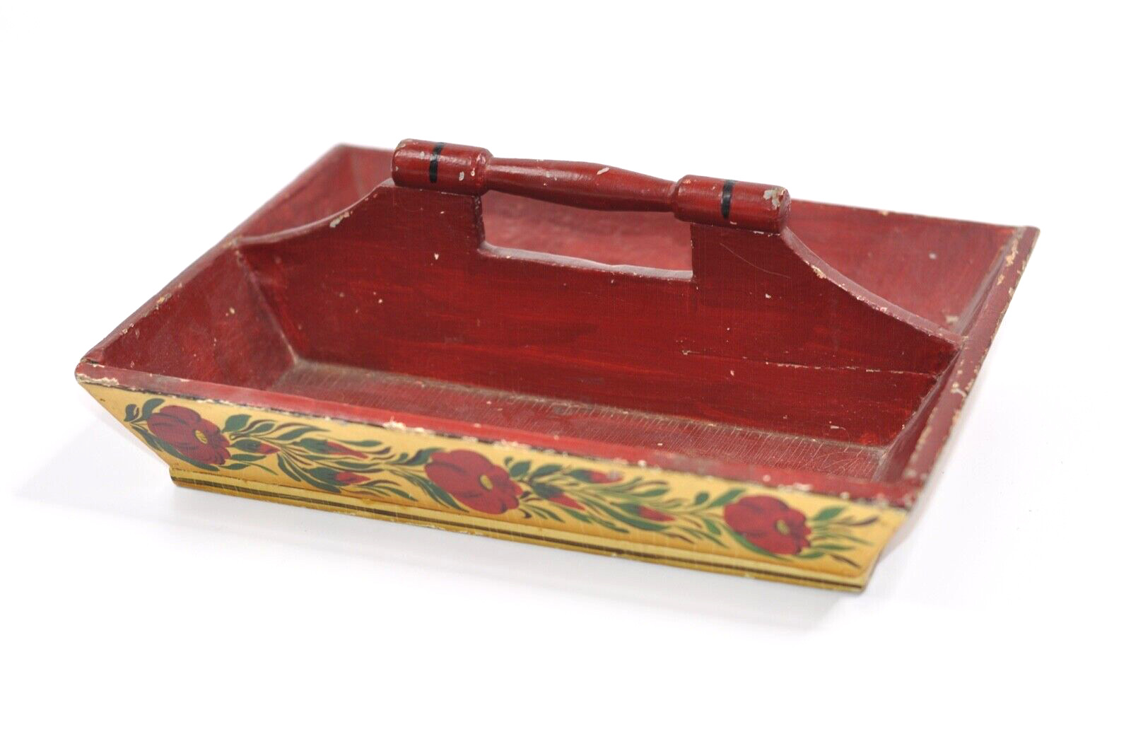 Original 19th C American Painted Utensil Tray Pennsylvania Americana Kitchenware
