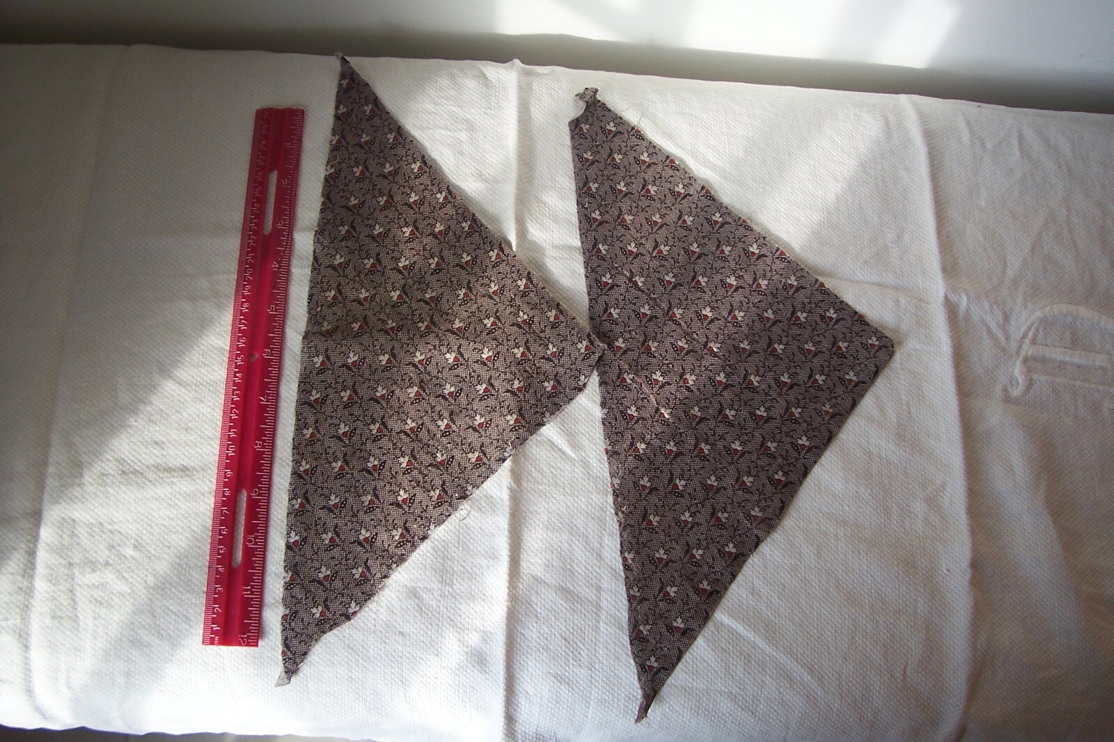 Antique Mid 1800’s Triangular Cotton Doll Dress Fabric