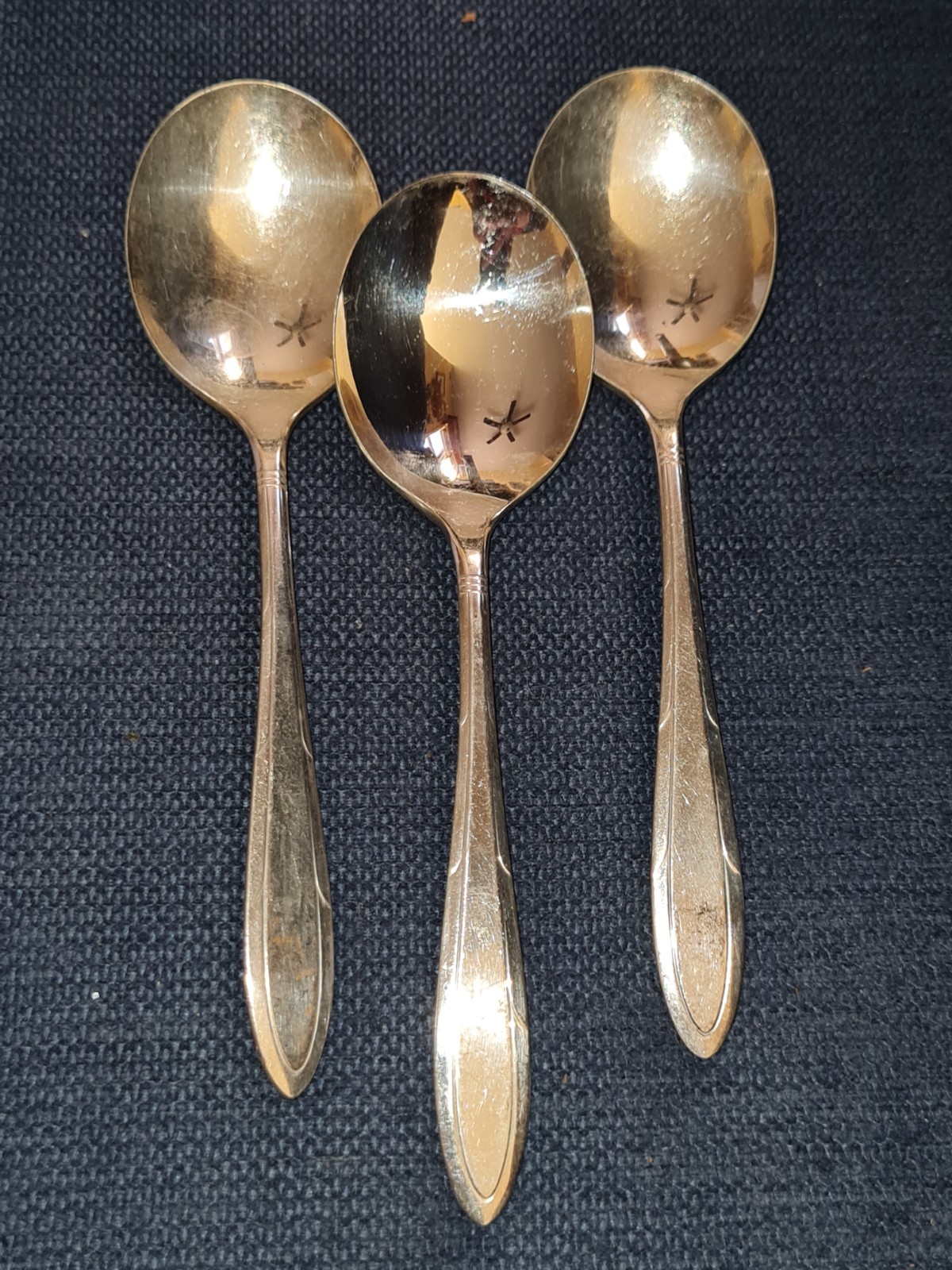 Reverie Silverplate 1937 Oneida Silver Lot of 3 Bouillon Soup Spoons
