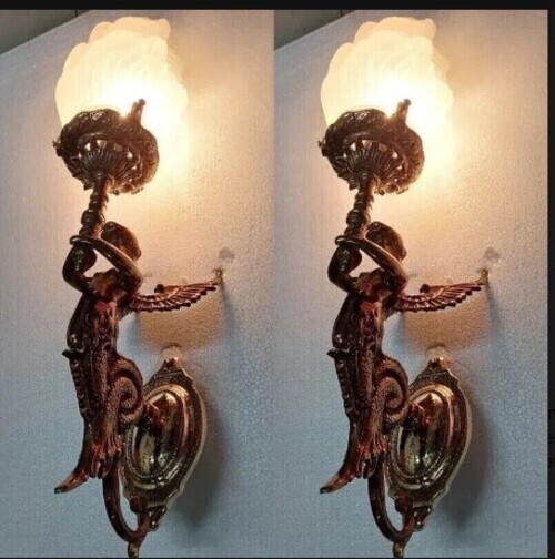 Antique Art Deco Brass Mermaid Wall Sconce – Vintage Lamp Fixture, 1 PC