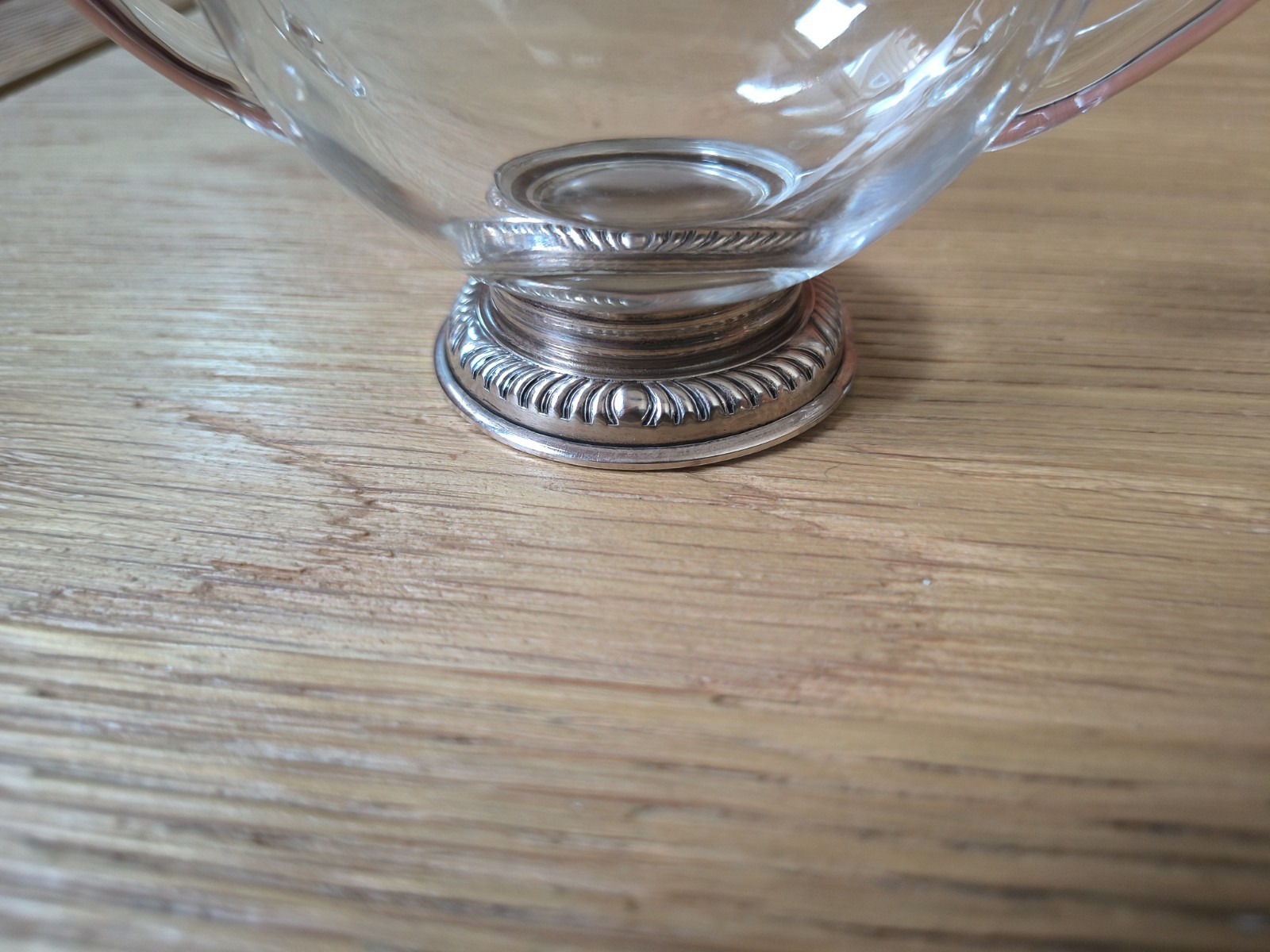 VTG Frank M Whiting Sterling Silver Base Glass Creamer Sugar Bowl Set Gadroon