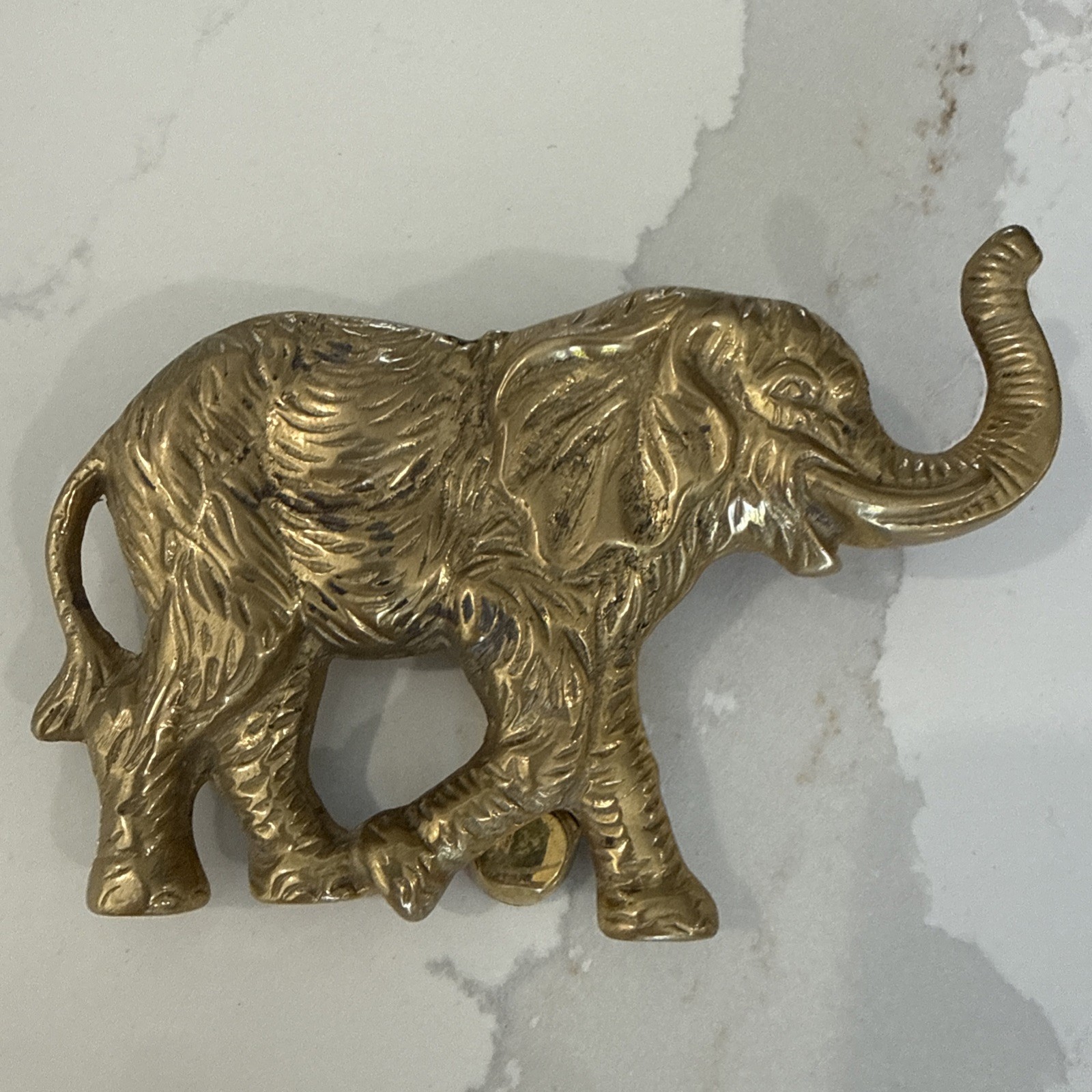 Vintage Brass Elephant Door KNOCKER Trunk Up by Penco