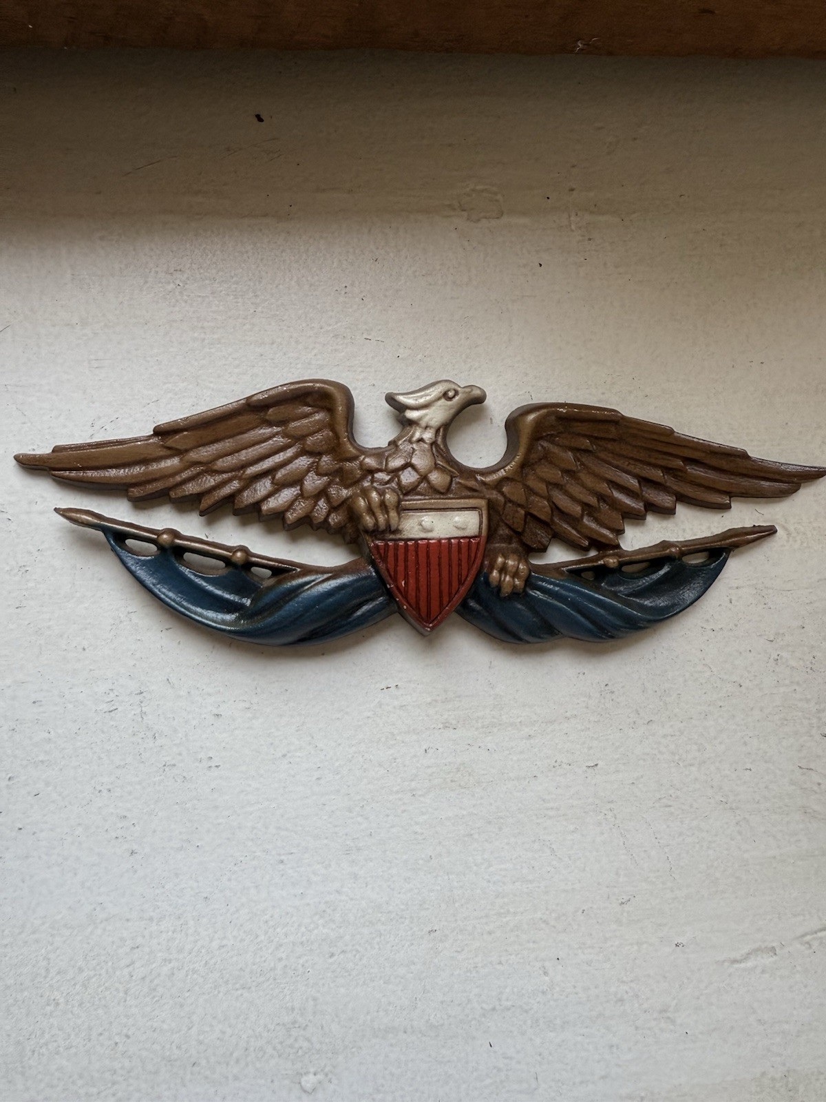 Sexton Patriotic American Eagle Shield Aluminum Wall Plaque 8” vintage USA July4