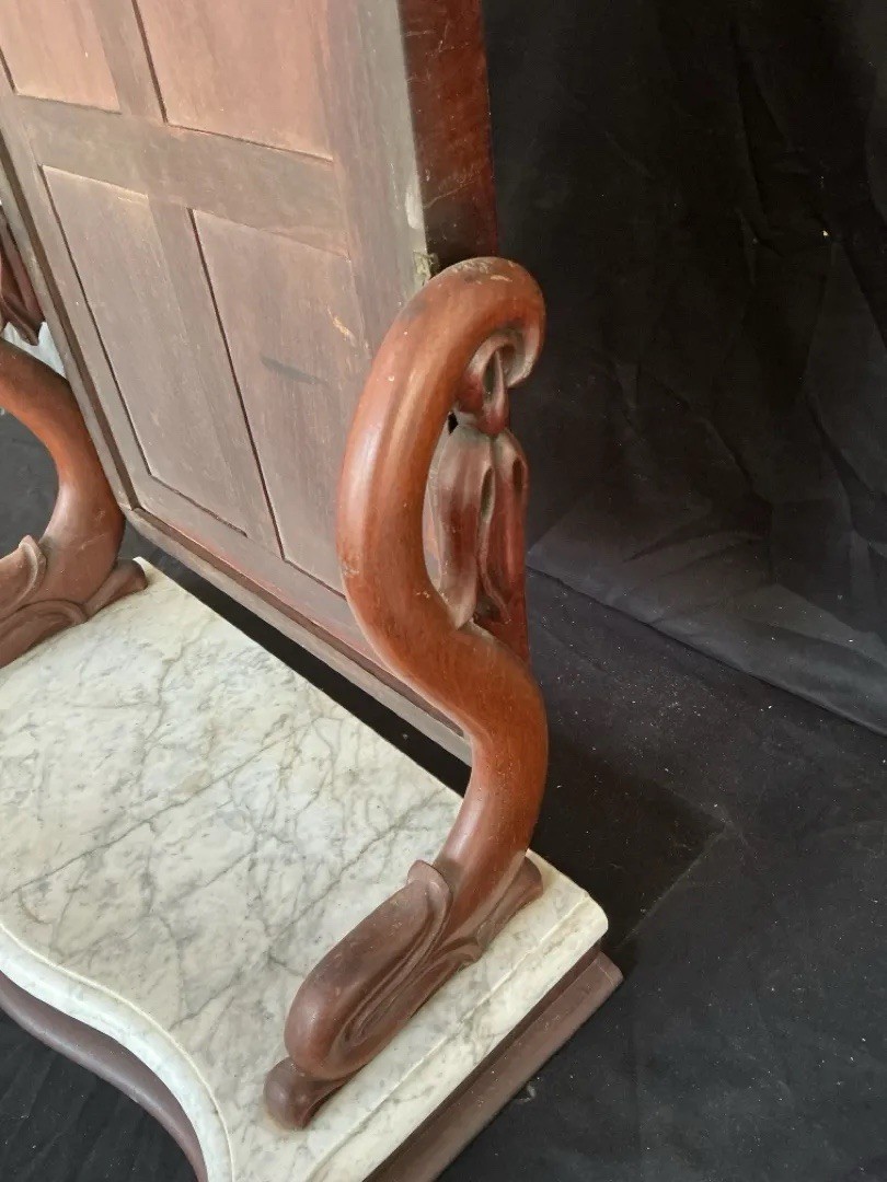 Antique Shaving Mirror With Marble Base