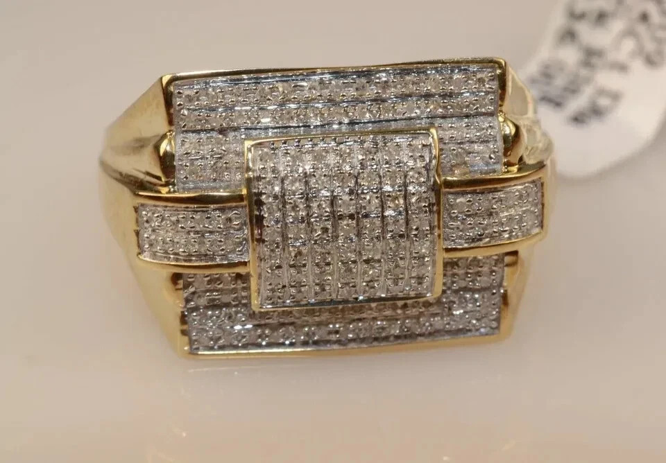 3.00 CT Men Real Moissanite Engagement Pinky Ring 14k Yellow Gold Plated Silver