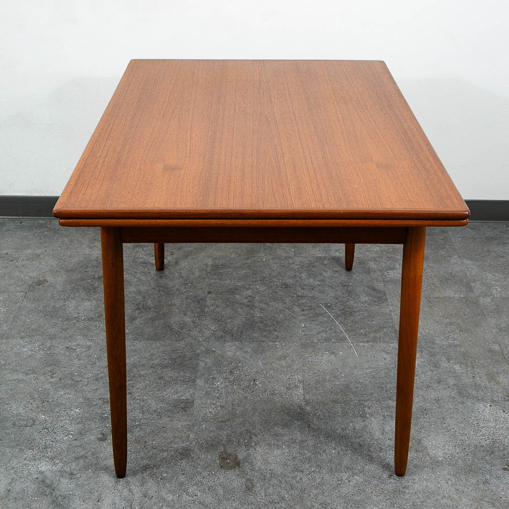 Mid Century Danish Modern Dining Table Denmark Teak Wood Extension Draw Leaf