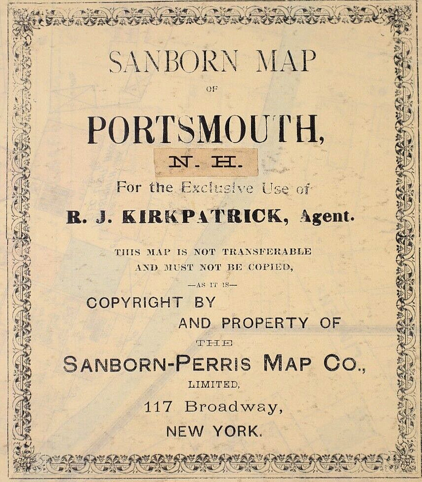 1898 Plat Map – UNION DEPOT – ELDREDGE BREWING Co., PORTSMOUTH, NH (21×25)-#9