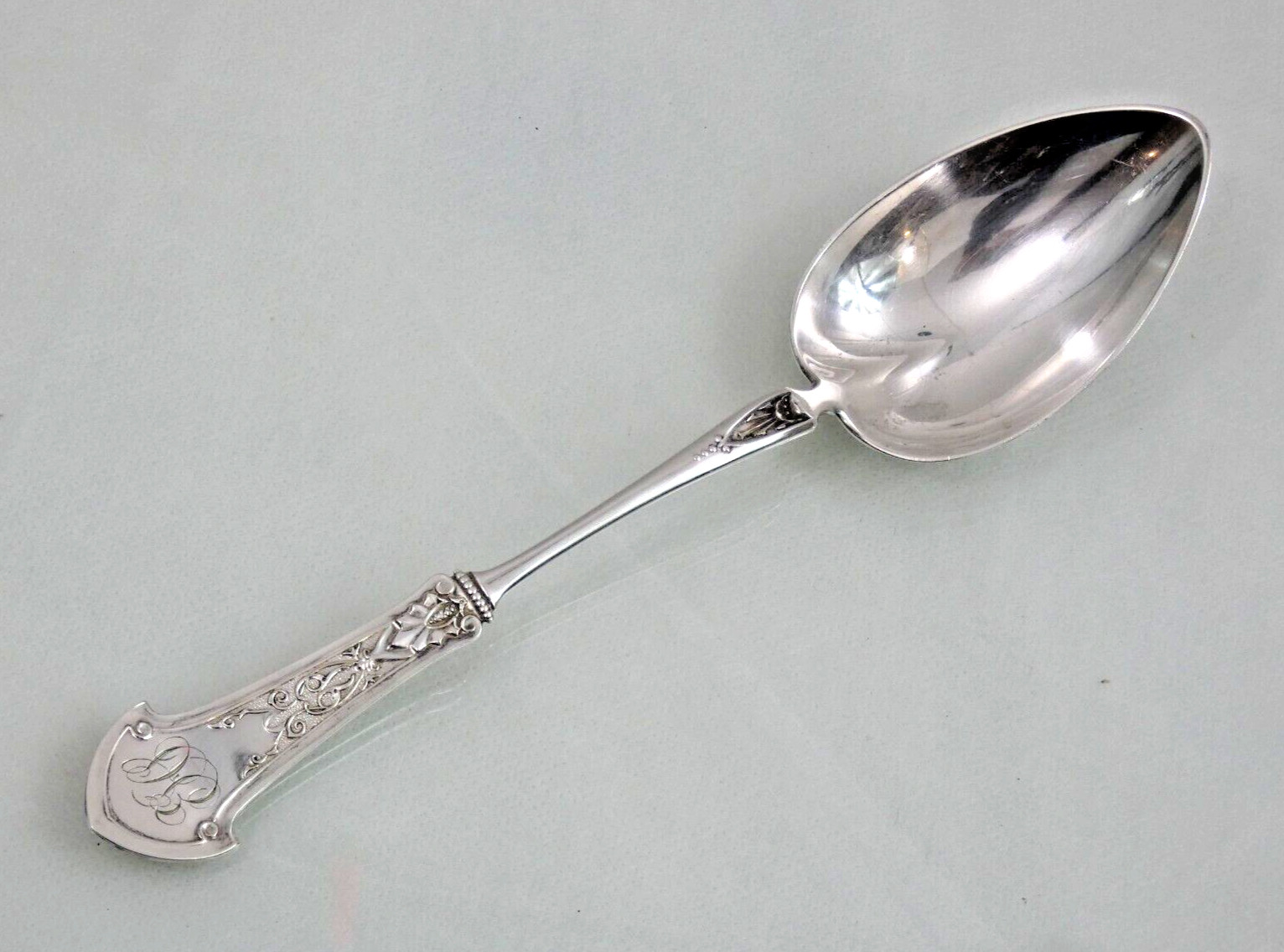 ANTIQUE GORHAM CORINTHIAN PATTERN STERLING SILVER SERVING / TABLE SPOON 1872