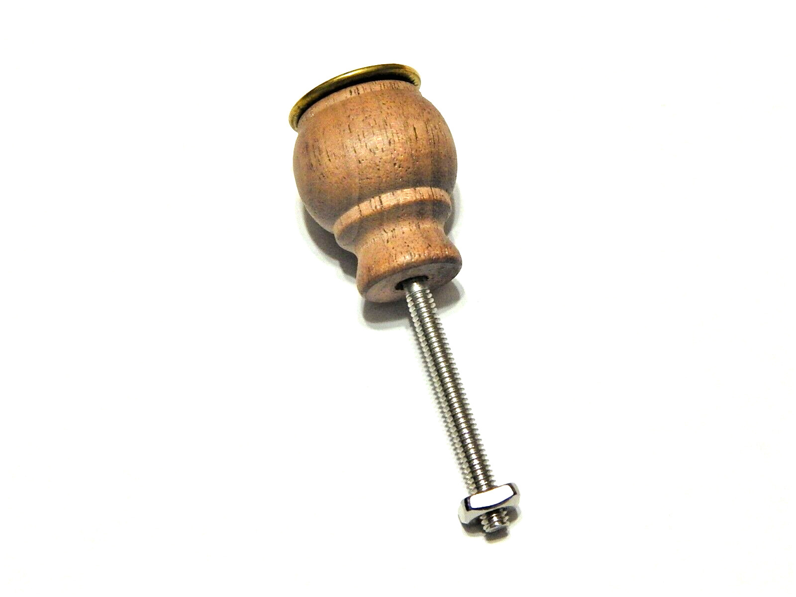 Victorian Drawer Pulls Knob Walnut Wood with Satin Finish and Brass Cap
