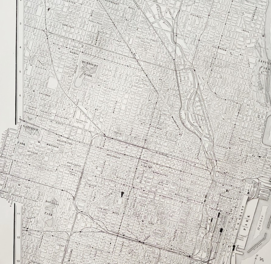 1914 Chicago Illinois City Map Antique Atlas Sheet Collier Transportation E14