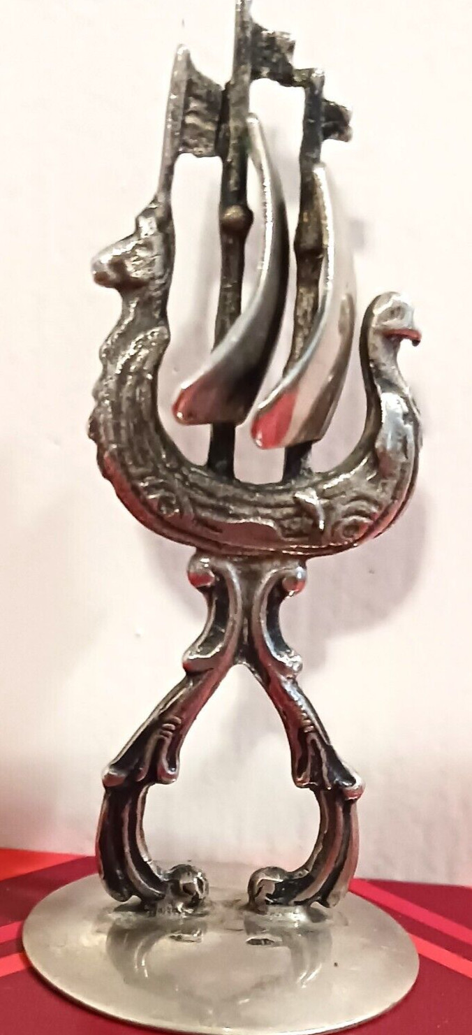 Antique Sterling Silver Ship Place card Holder Victorian 19th C.