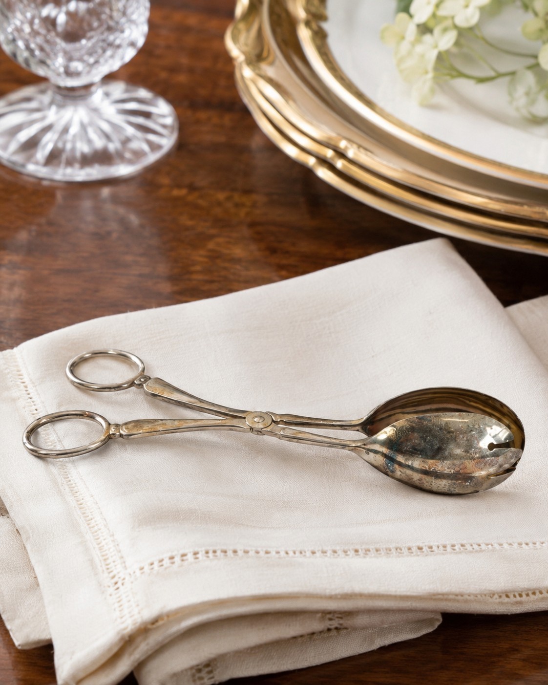 👍 LARGE SILVERPLATED SPOON & SPORK BOWLED SCISSOR ✂️ SALAD 🥗 🍅 TONGS
