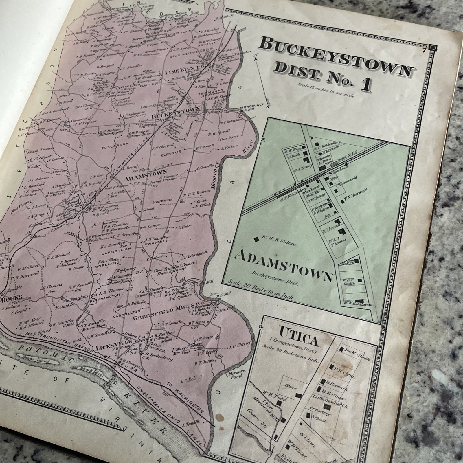 Antique Original 1873 Frederick County & City MD Atlas Survey Map Book Titus Co.