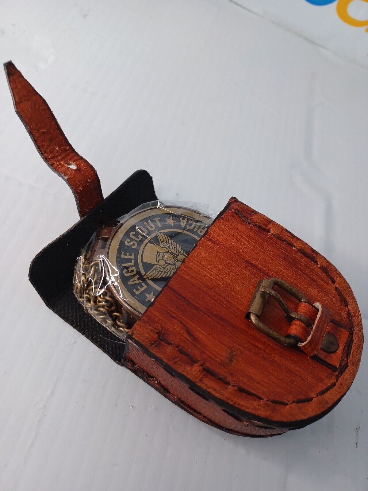 Compass Solid Brass Boy Scout America Pocket Handmade Gift Nautical With Case