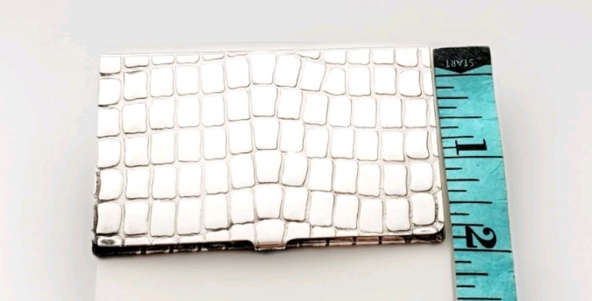 Judith Leiber Sterling SILVER Crocodile Embossed business card case 65 grams NWT