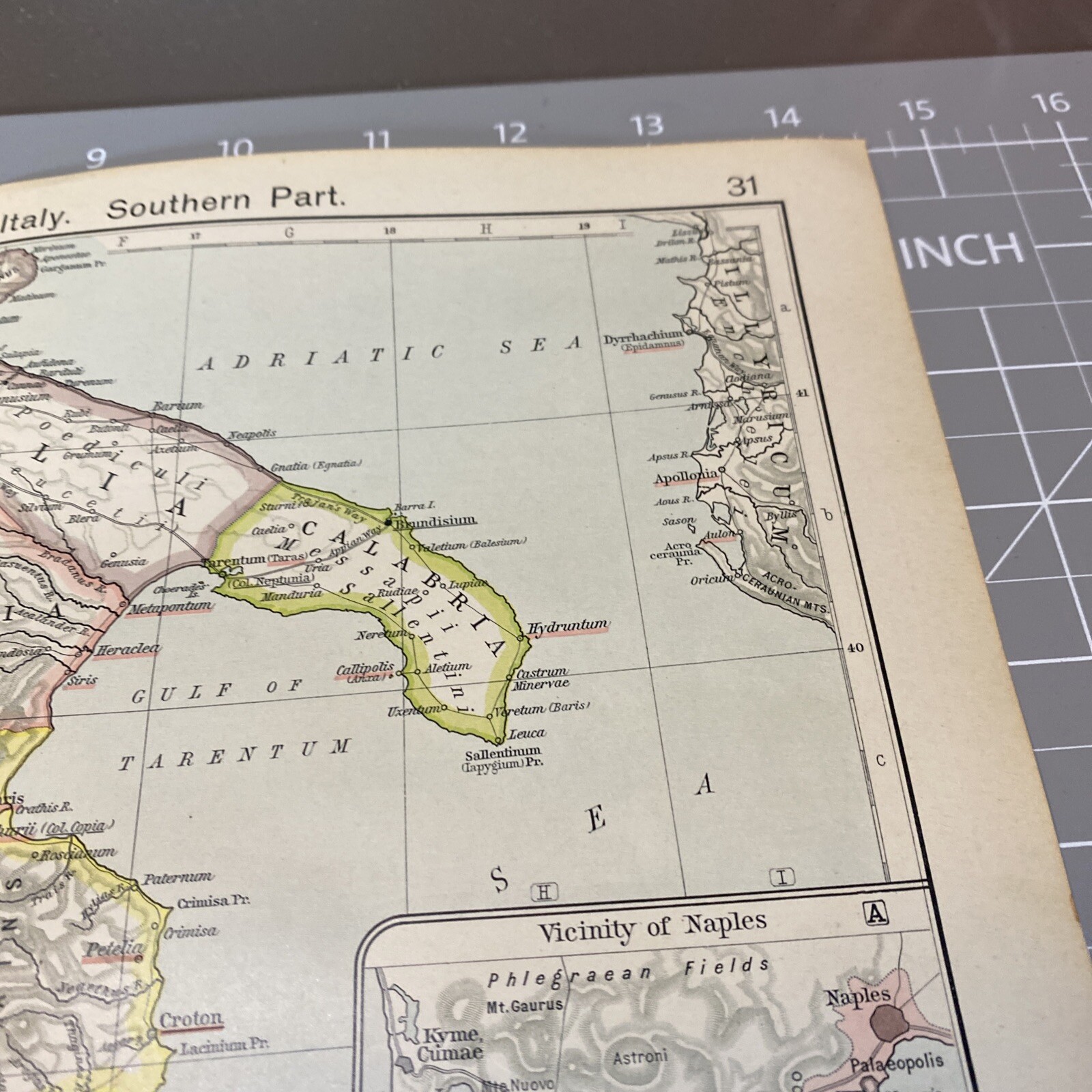 Historical Reference Map Ancient Italy Southern 1910 antique color Map Wall Art