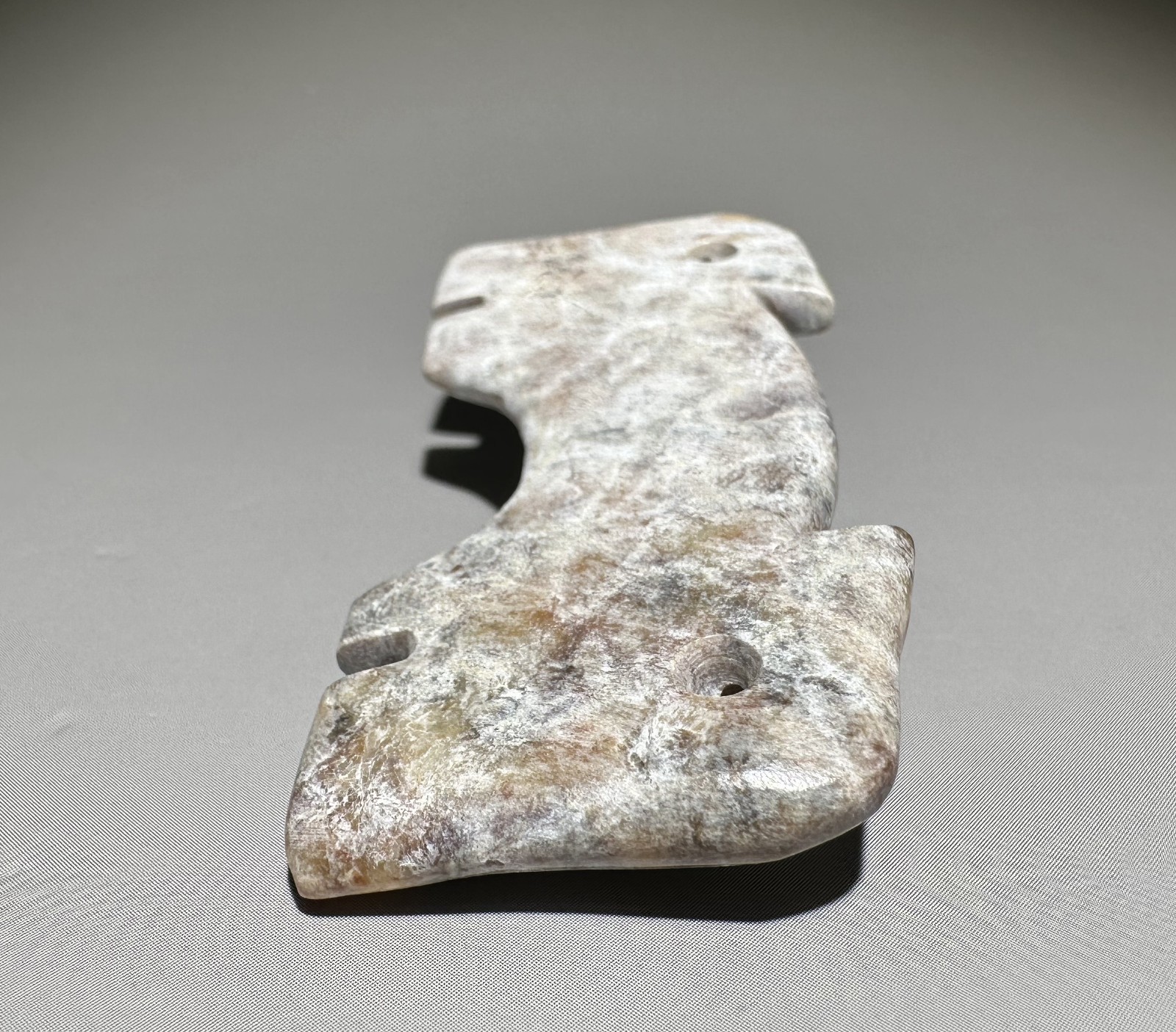 “Liang Zhu” Culture Old Jade Carved Strange Animal Design “Pei” Pendant L 6.6 cm