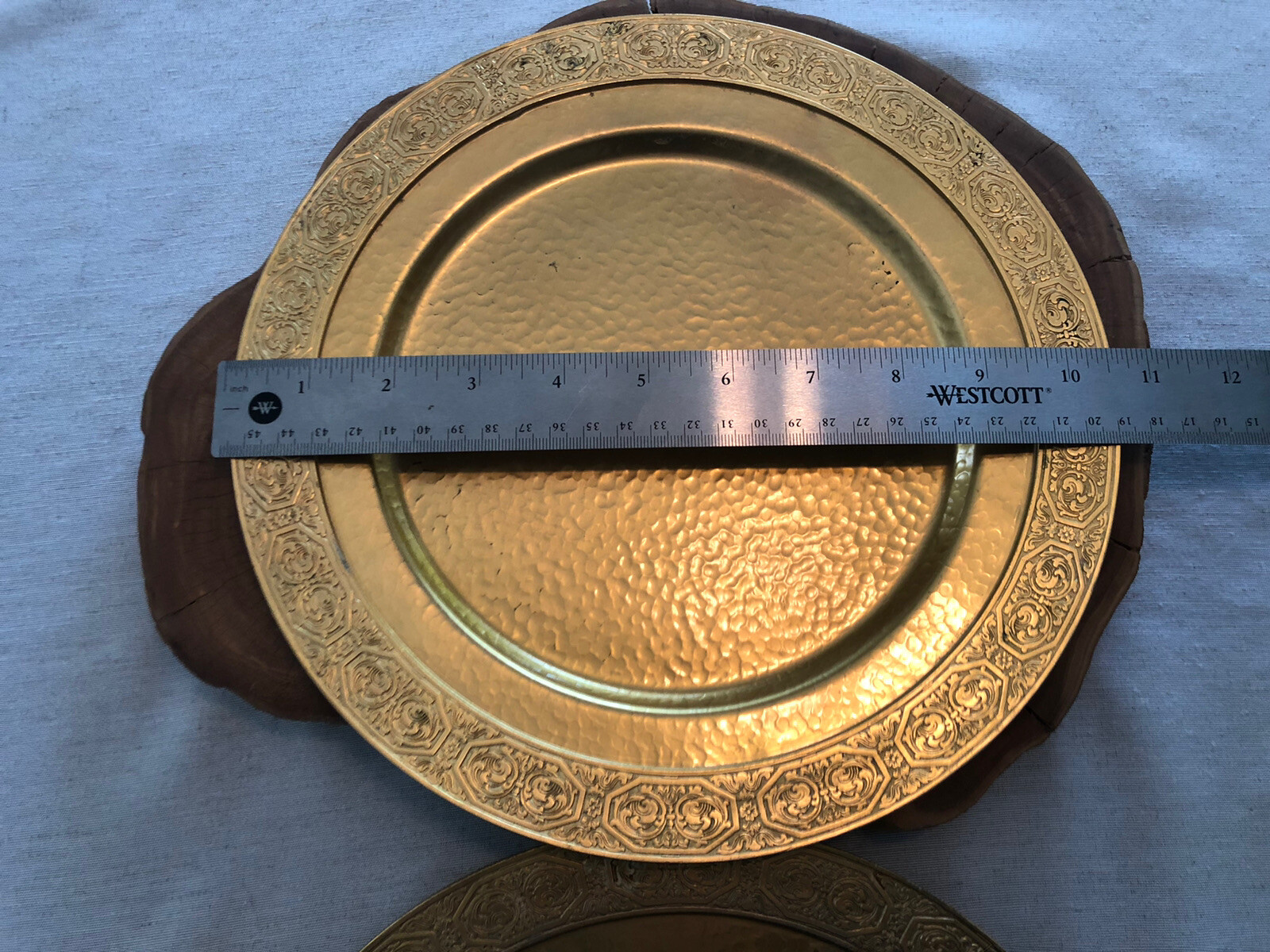 1920’s Apollo Studios By BERNARD RICE’S SONS 10.5” Brass Charger Plates Set Of 2