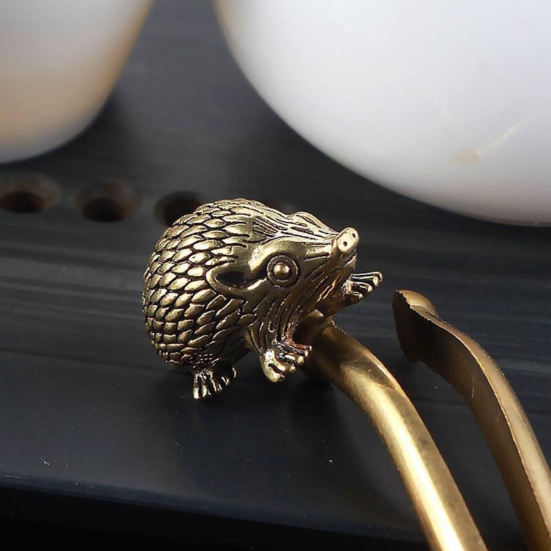 Brass Solid Hedgehog Figurine Animal Statue Toy Ornament Miniature Gift Pet~