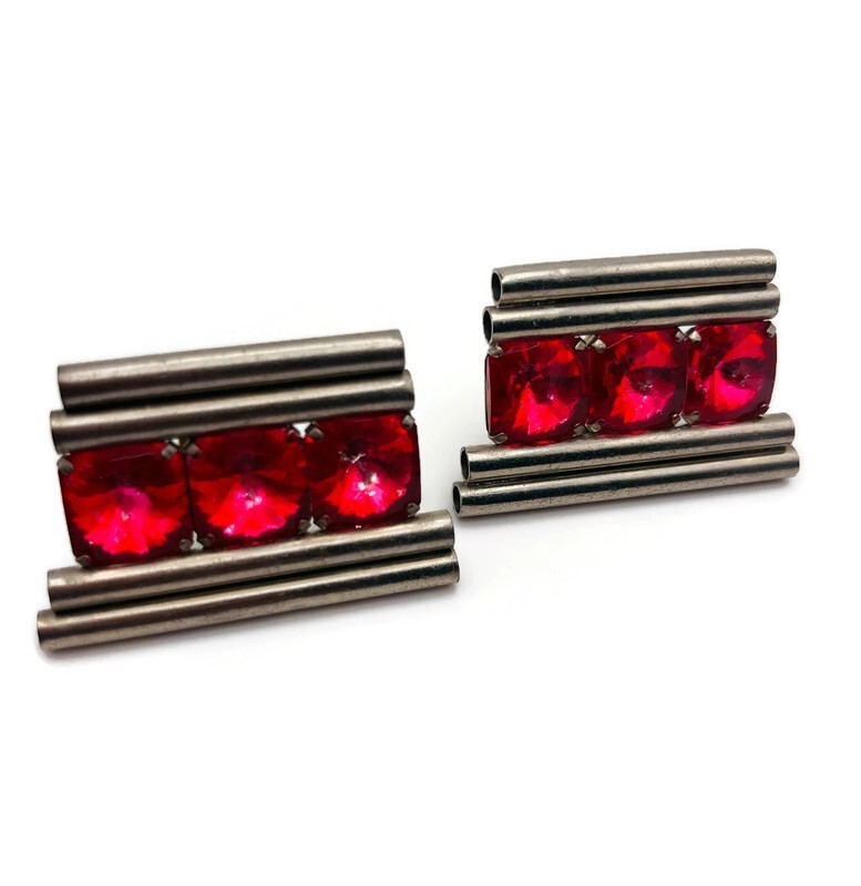 Vintage YSL Rive Gauche Hot Pink Triple Crystal Earrings 1980’s