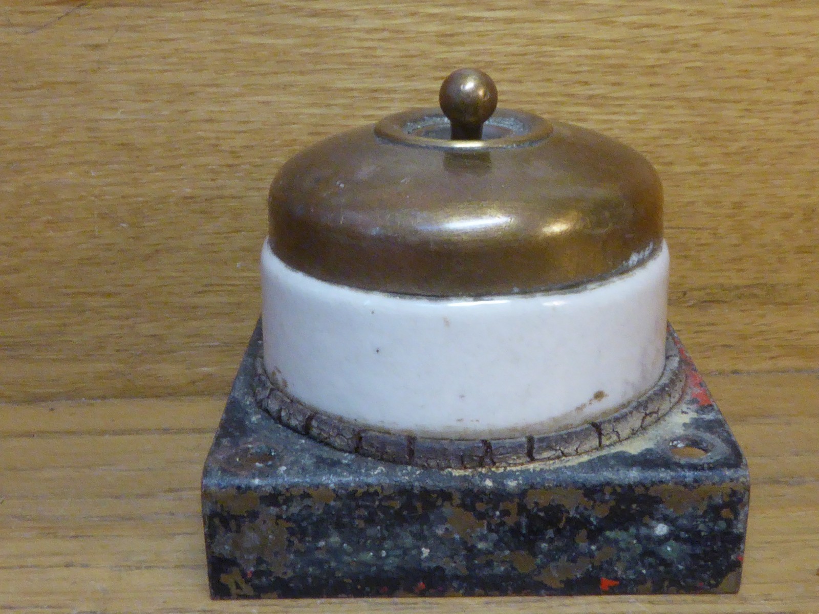 Antique Crabtree Ceramic Dolly Switch with Brass cover.Single gang light switch