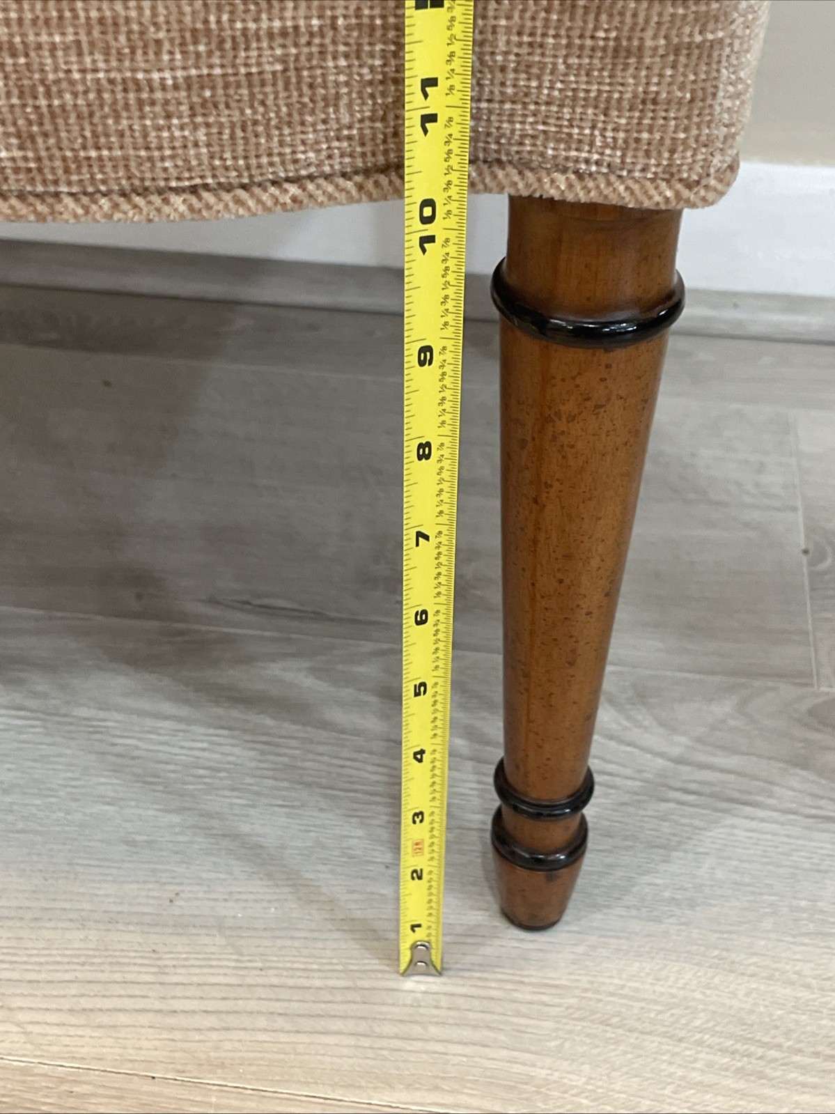 VTG Ethan Allen Style Bow Velvet Ottoman Turned Wood Leg Footstool Bench Rare